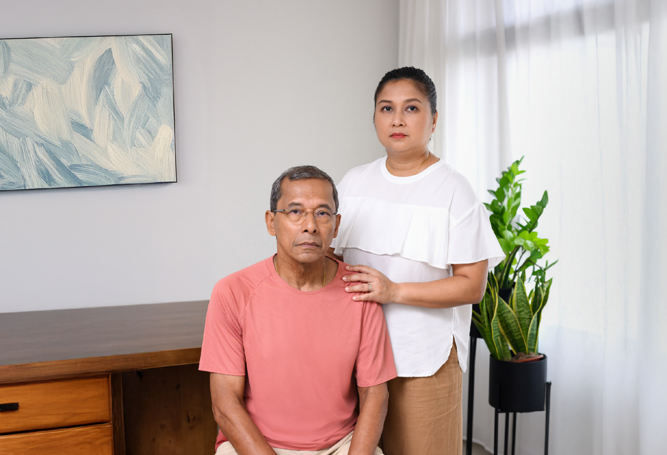 Claire is a caregiver to her father, Christopher, who was diagnosed with shingles twice. Photo: GSK.