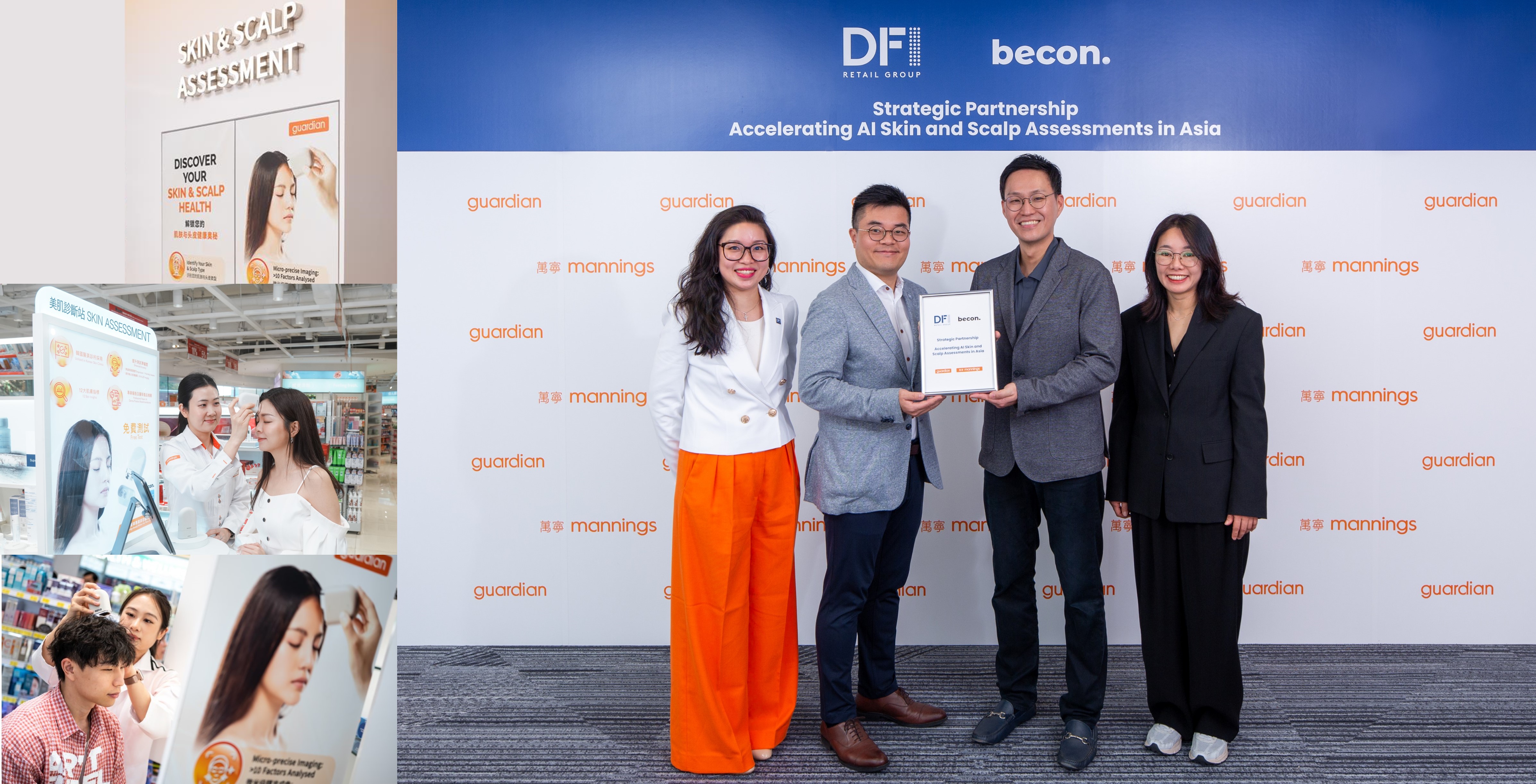 (Dari kiri ke kanan) Amanda Tay, Pengarah Komersial Health & Beauty, DFI Retail Group; Andrew Wong, Ketua Pegawai Eksekutif Health & Beauty, DFI Retail Group; Minsuk Park, Ketua Pegawai Eksekutif Becon; Kyungah Kim, Ketua Pegawai Operasi Becon