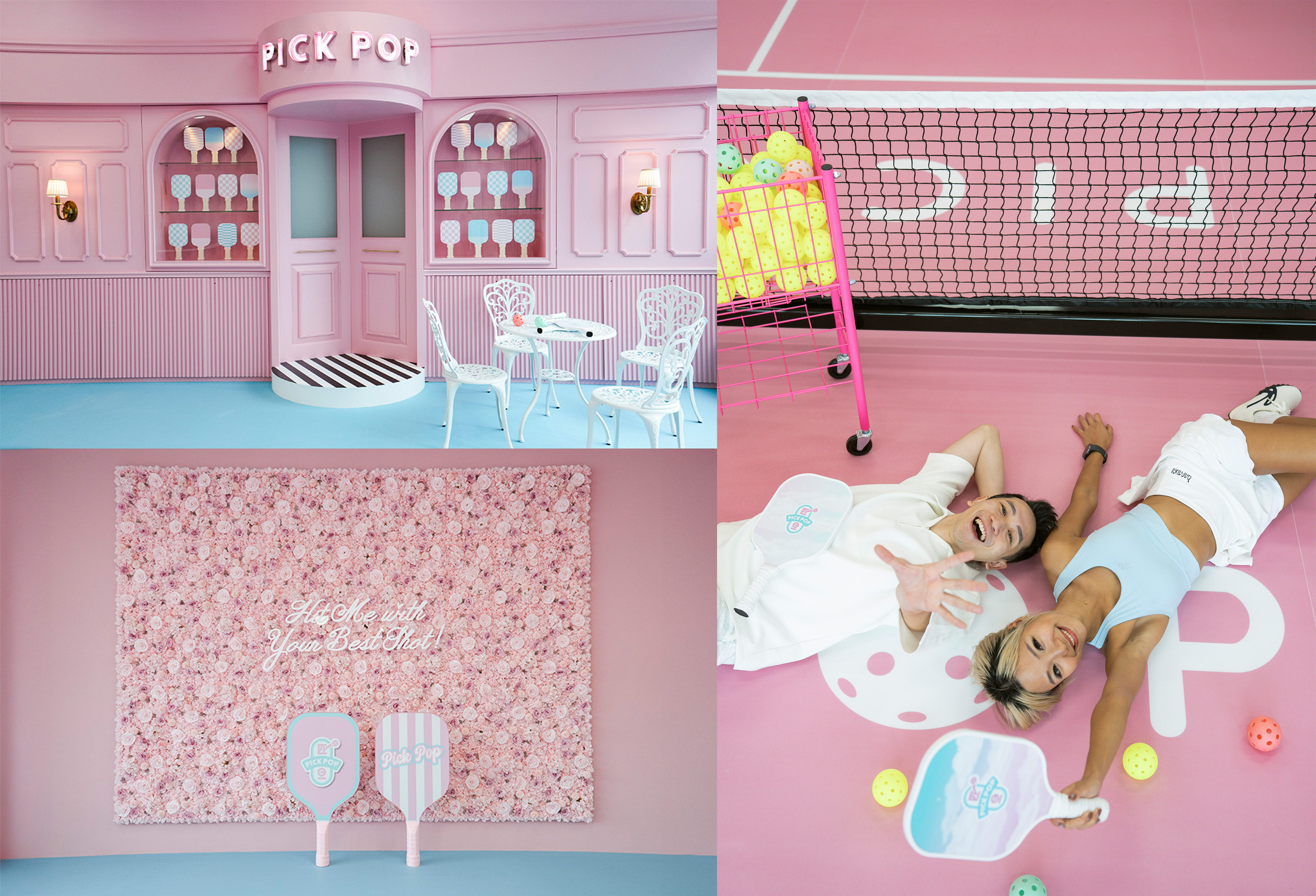 PICK POP 匹旦場地面積超過 2,000 平方呎，採用落地玻璃設計，採光極佳。 場內設有多個打卡位及舒適的休憩區域，巧妙融合運動體驗、社交互動與潮流打卡元素。