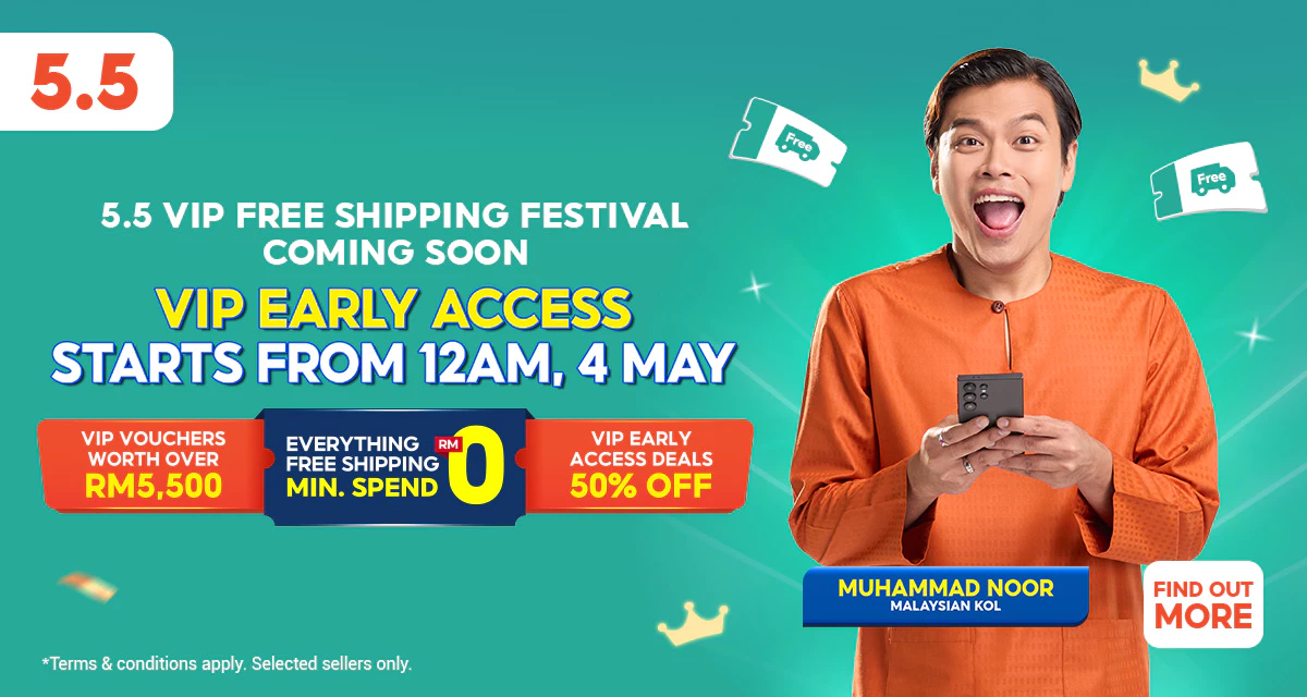 Shopee 5.5 Festival Penghantaran Percuma VIP